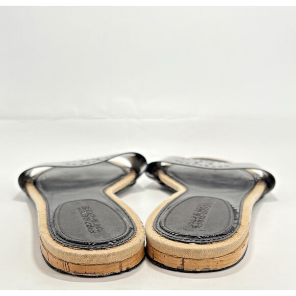 Chanel Black Rubber Slide Sandals w/ Laser Cut CC Logo Vintage Y2K Sz EU 38.5C - Picture 6 of 11